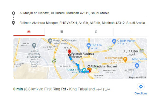 Location of Fatima Zahra Mosque, Map, Madinah